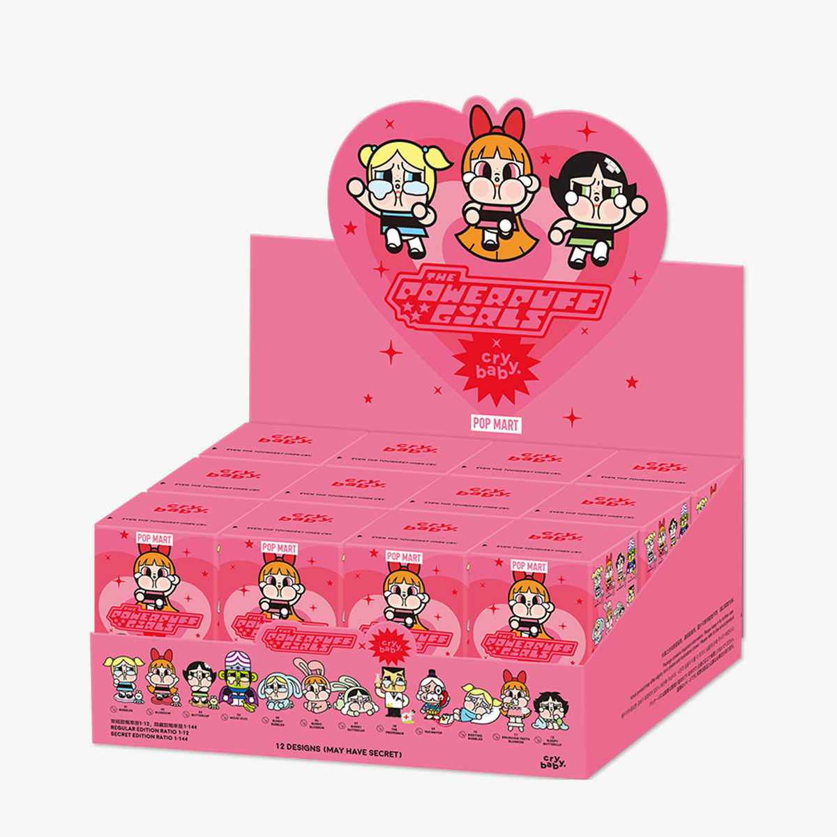 POP MART CRYBABY × Powerpuff Girls Series Figures Blind Box Whole Set 12 Boxes